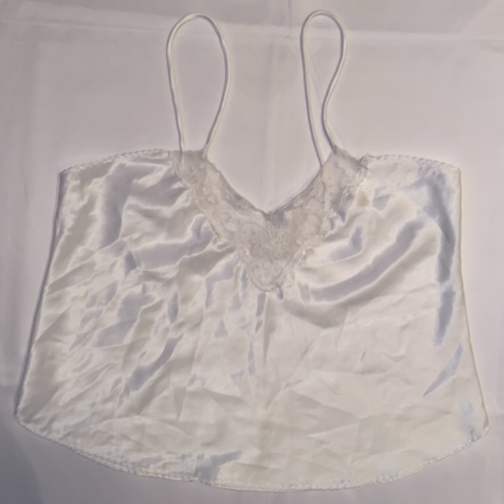 Vintage Pembrooke White Lingerie Camisole Top w/ Lace Detail